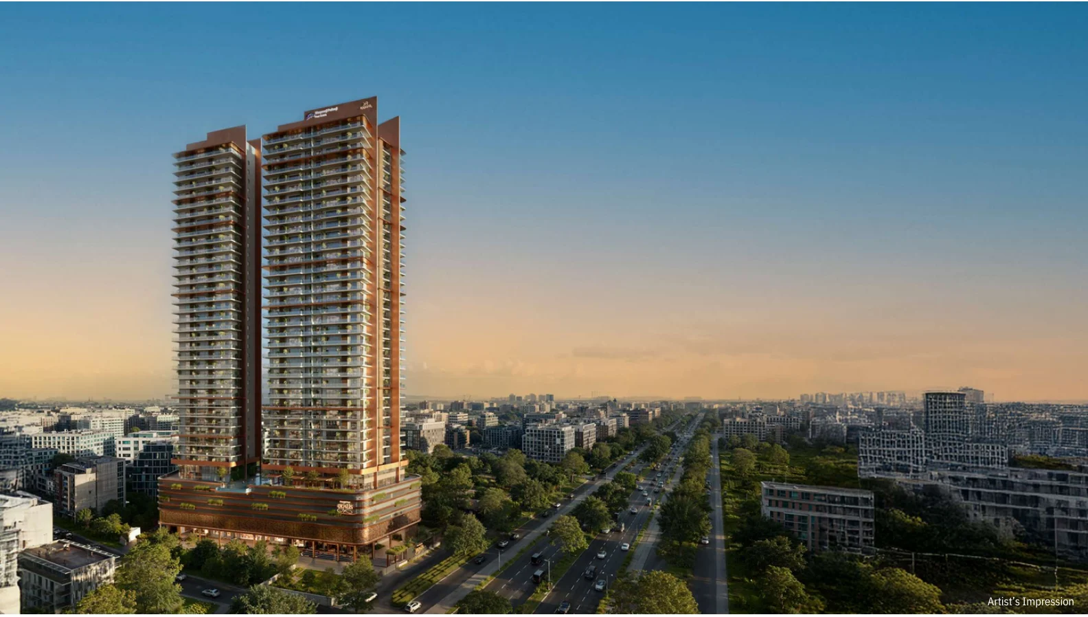 The Dualis twin towers in Sector 46 Gurgaon, artist impression